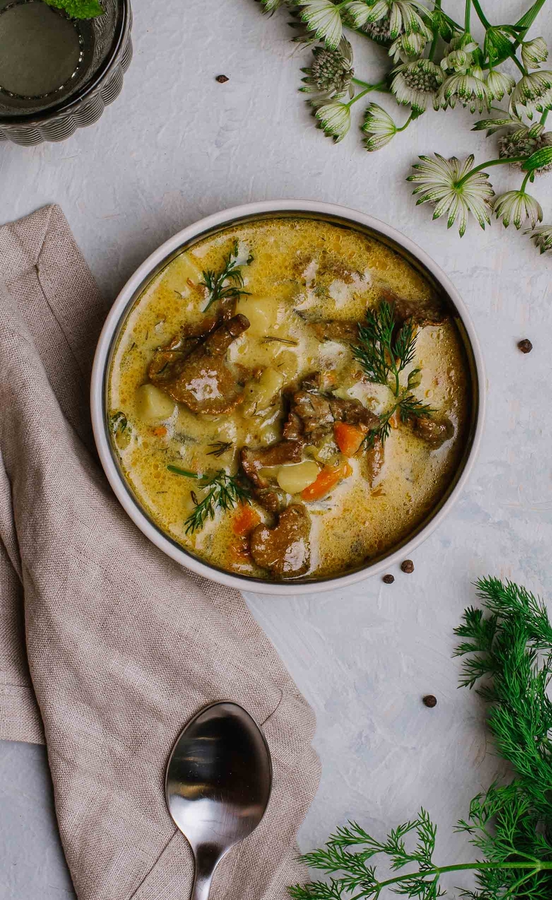Zupa z kurkami, ziemniakami i koperkiem