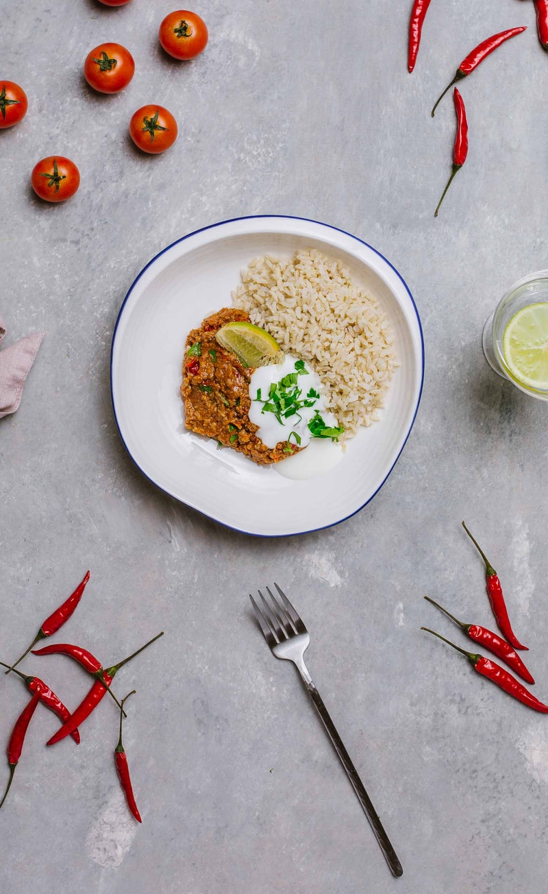 Chili con carne, ryż brązowy